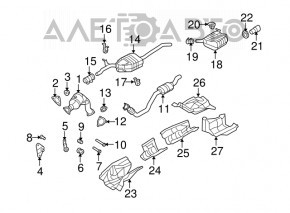 Muffler rear part resonator with barrel Audi A4 B8 13-16 rest 2.0T with tips, rusty