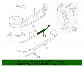 Lower right rear bumper trim for Porsche Cayenne 19-26, chrome, under towbar