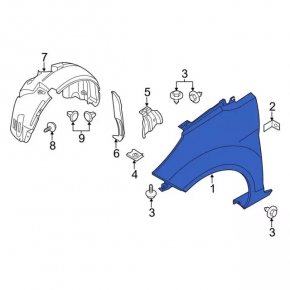 Front right wing Ford Fiesta 11-19 without threshold pad SIMYI