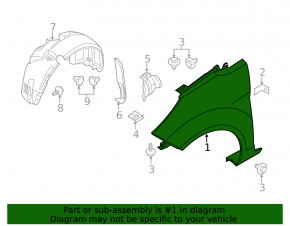 Front right wing Ford Fiesta 11-19 without threshold pad SIMYI