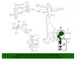 Lower control arm, front left, rear, Lexus LS 13-17 AWD, Long