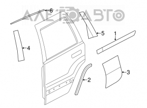 Decorative molding lower rear left Jeep Grand Cherokee WK2 11-14 chrome