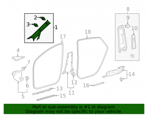 Front pillar trim upper right Toyota Prius V 12-17 gray