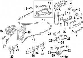 Rear left door handle mechanism Audi A4 B9 17-25