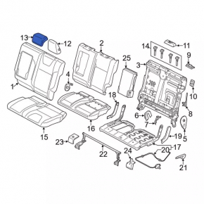 Ford Escape MK3 2013-2015 Rear Left Headrest, Black Fabric