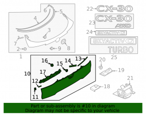 Mazda CX-30 20-25 lower trunk door trim, black, without backlight strip, broken mount