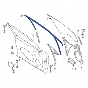 Front right windshield seal for Ford Fusion mk5 13-16