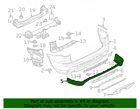Rear bumper trim BMW X3 G01 18-21 structure, without parking sensors