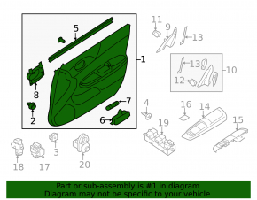 Front right door panel for Subaru Forester 2008-2009 SH