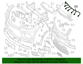 Wiring for the front bumper of the Mercedes GL-class X166 13-16 for parking sensors