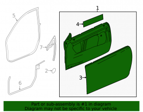 Door assembly front left Chevrolet Camaro 16-23
