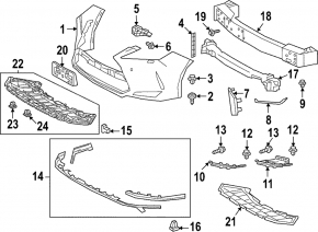 Bare front bumper Lexus RX350 RX450h 20-22 for parking sensors without headlight washers