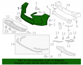 Front bumper assembly Lexus RX350 RX450h 20- under washer, 14 positions