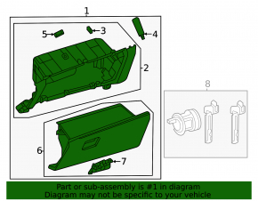 Toyota Highlander 20-23 black glove compartment, broken mount, scratch