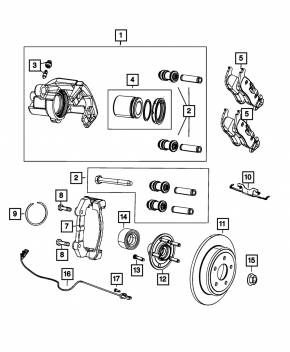Rear left caliper assembly Dodge Durango 11-24 for ventilated disc