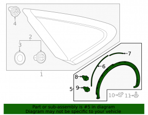 Rear right fender arch trim for Toyota Prius 2020-2026 Limited, XLE