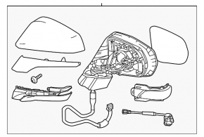 Side mirror right Lexus RX350 RX450h 16-20 15 pins, turn signal, auto-dimming, heated, BSM