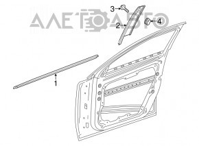 Molding door-glass central front right Mercedes GLA 15-20 chrome