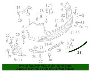 Mazda CX-9 rear bumper molding 16-