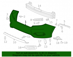 Rear bumper bare Honda Civic X FC 16-21 4d, black, broken fasteners, dented