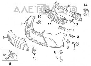 Front bumper bare Toyota Camry v55 15-17 usa, black, scratches
