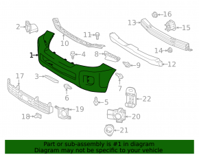 Bare front bumper for Toyota Land Cruiser 13-15 with parking sensors and headlight washers