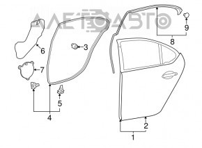 Upper rear right door seal for Lexus LS460 LS600h 07-17