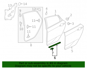 Rear left door seal Honda Insight 19-22 lower