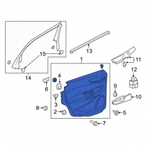 Door trim panel, front left, Ford Edge 15-18, black with beige insert