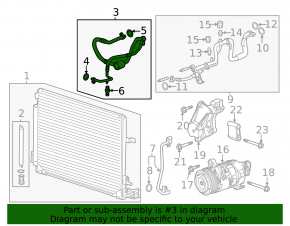 Air conditioning condenser-compressor tube Cadillac CTS 14-17 3.6