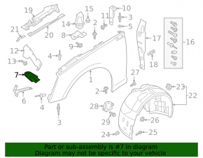 Front right fender bracket for Audi A5 F5 18-25 (upper)