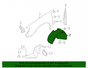 Front right rear mudguard liner VW Passat 06-10