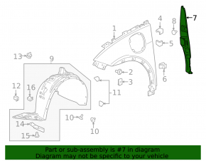 Wing seal door-wing right Chevrolet Bolt 17-