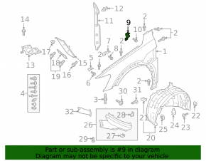 Upper rear left fender bracket for Audi E-Tron 19-23