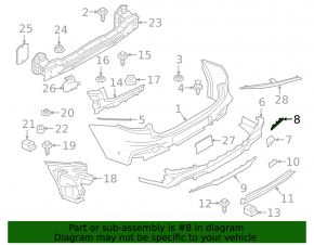 Left rear bumper molding for BMW X4 G02 19-21 pre-restyling