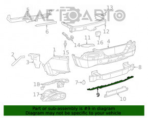 Rear bumper trim lower Jeep Cherokee KL 15-18 for 2 pipes silver type 2