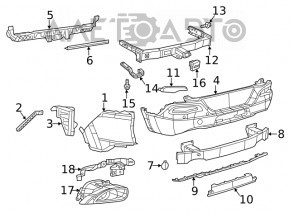Rear bumper trim lower Jeep Cherokee KL 15-18 for 2 pipes silver type 2