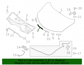 Hood seal front right second part Nissan Rogue 14-20