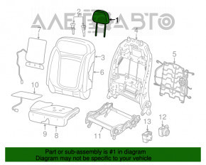 Headrest front left Jeep Renegade 15-18 black cloth