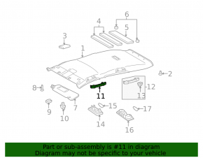 Front left ceiling handle for Lexus CT200h 11-17 gray