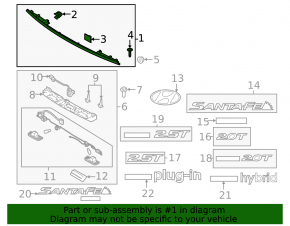 Hyundai Santa FE 21-23 trunk door molding