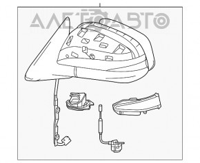 Left side mirror assembly for Toyota Highlander 14-19, convex, turn signal, backlight