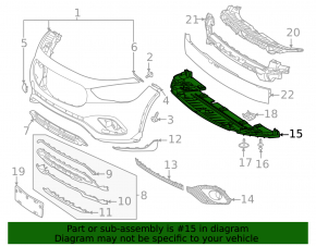 The front bumper guard of the Mercedes H247 GLA 20-23 is pressed and worn.