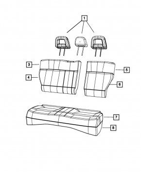 Rear row of seats 2nd row Jeep Compass 11-16 cloth gray