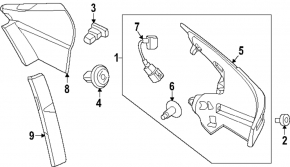 Nissan Ariya 23-25 right outer fender light trim, upper part
