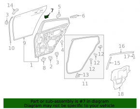 Seal of the casing of the rear right door front Toyota Prius 50 Prime 17-22