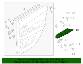 Rear right window lift control trim Mitsubishi Outlander Sport ASX 10 - black