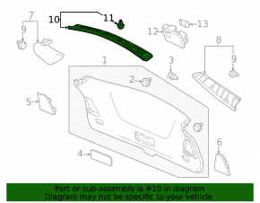 Upper Trunk Door Trim Acura MDX 14-20 Gray
