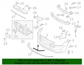 Front bumper molding right Hyundai Elantra AD 19-20 structure