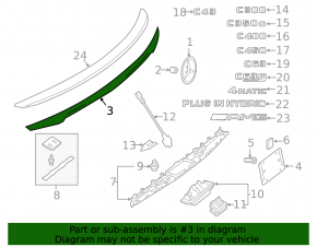 Mercedes C-class W205 trunk lid molding, chrome, broken fastener, chipped chrome